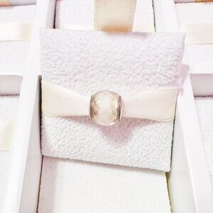 925 Sterling Silver White Mini Murano Glass Charm Fits Pandora Bracelets